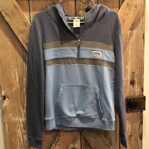 PINK sweater, blue & grey